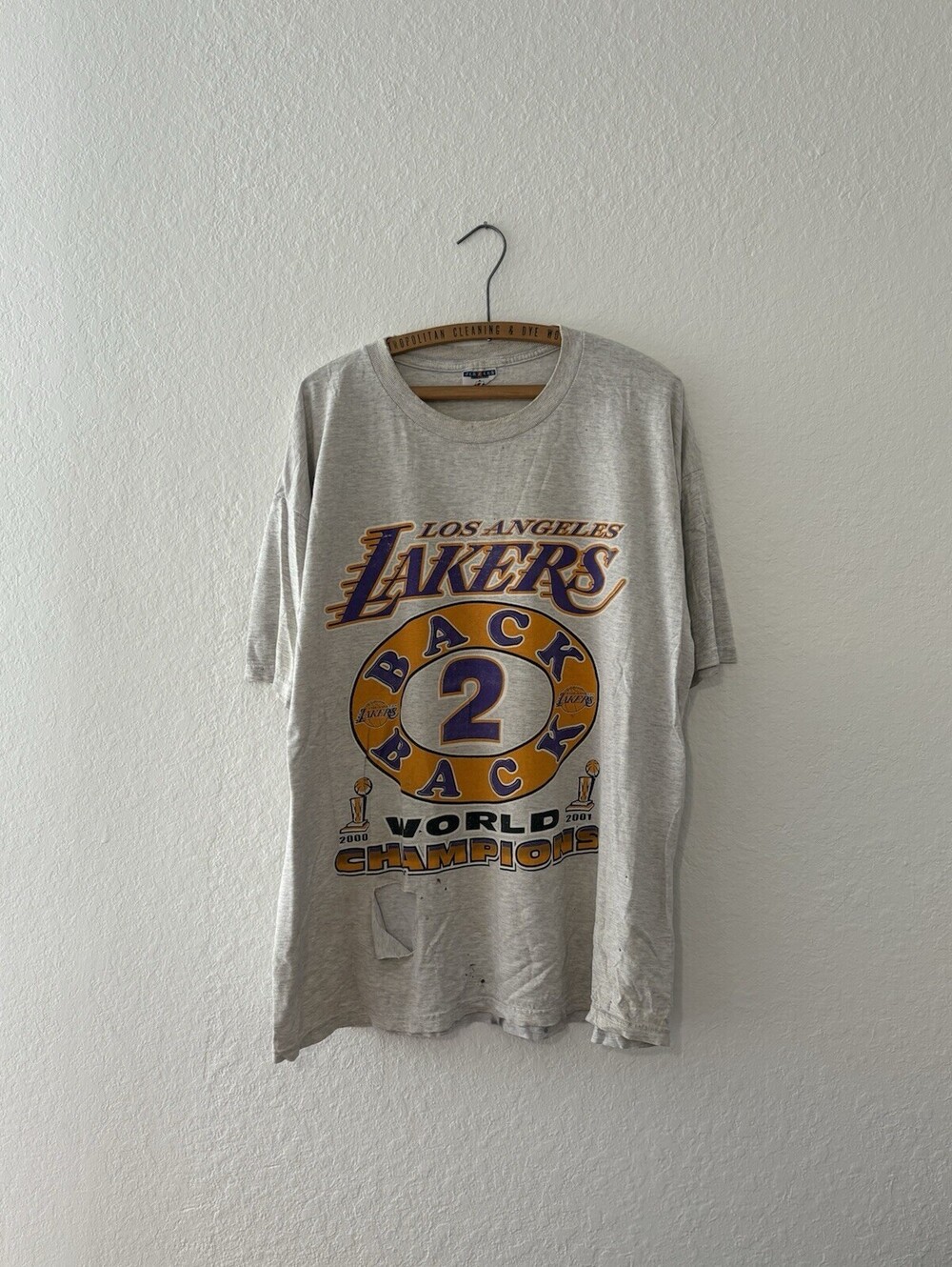 Vintage NBA Los Angeles Lakers 2001 Back 2 Back World Champions T Shirt XL RARE
